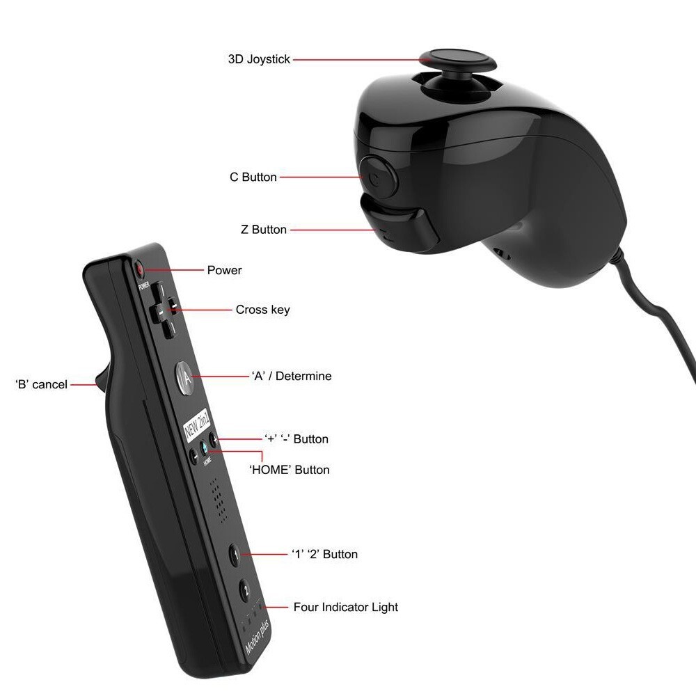 Built-in Motion Plus Wii Remote & Nunchuck Controller For Nintendo Wii / Wii U