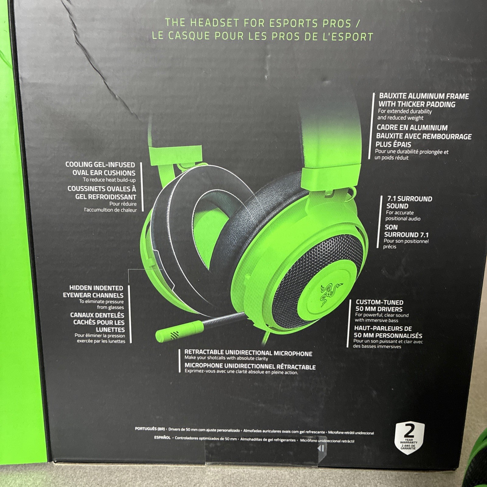 Razer Kraken 7.1 Gaming Headset Green – Multi-Platform PC/PS/Xbox – Barely Used!