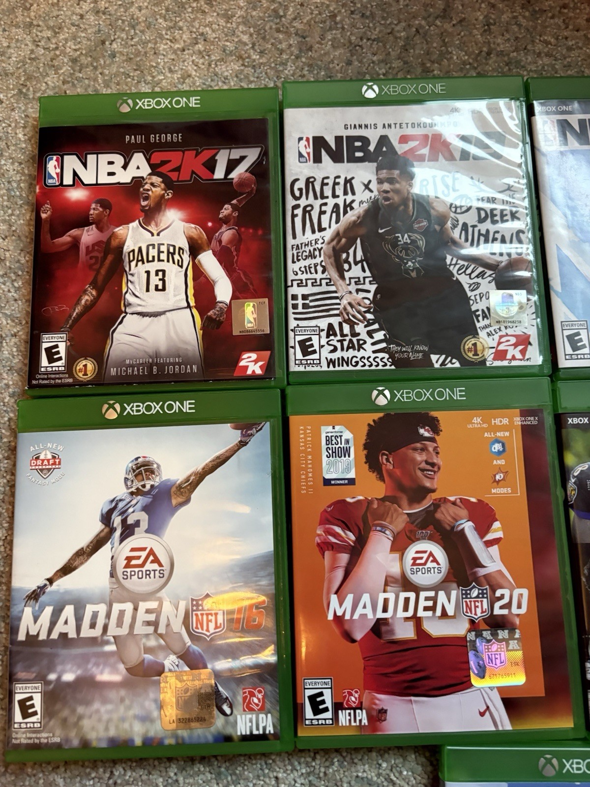 Xbox One Game Lot w/ Cases: NBA 2K17 2K19 2K22 2K23 Madden 20 21 23 & Minecraft