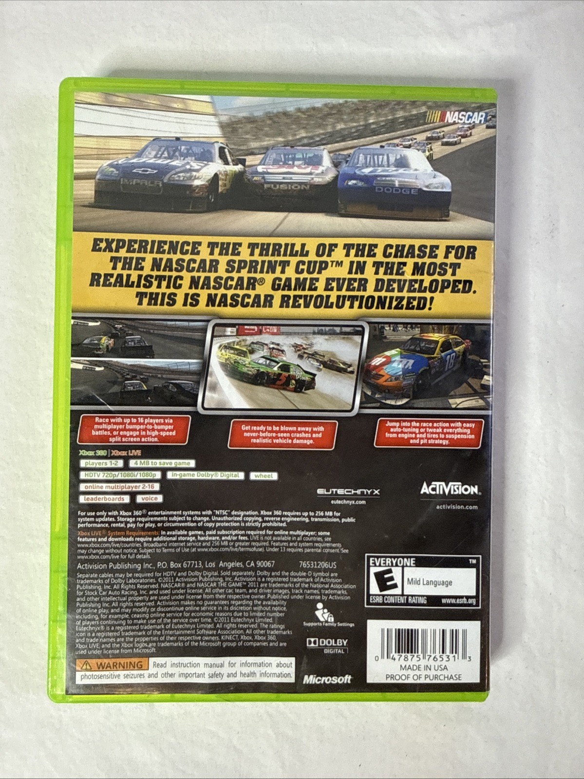 NASCAR The Game 2011 (Xbox 360, 2011) Complete Tested Working – Free Ship