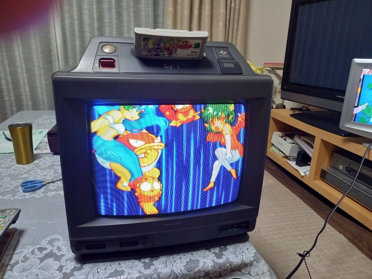 AS-IS SHARP 14G-SF1 Super Famicom built-in TV w/ Controller NO GAME Used Japan