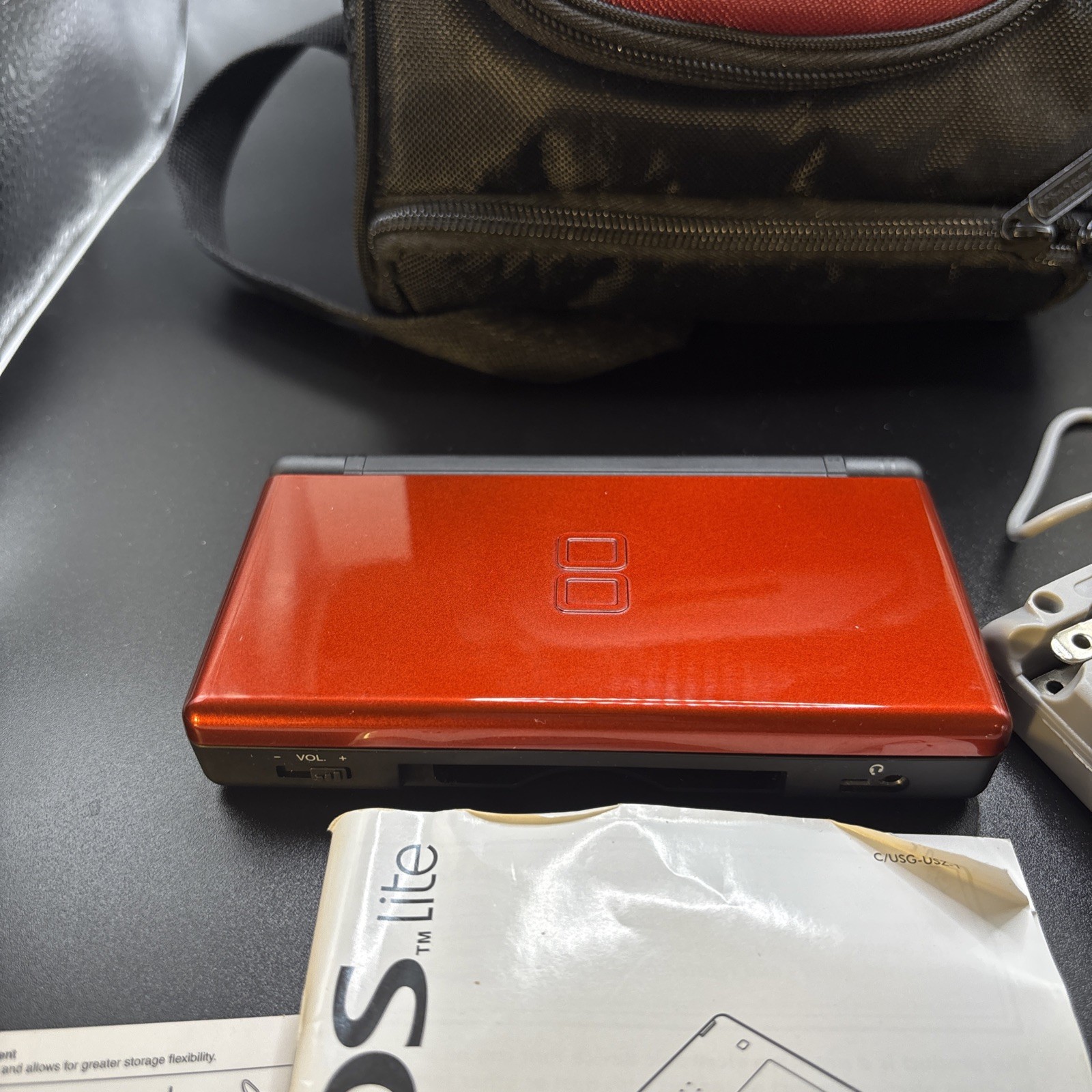 Red Nintendo DS Lite Console Tested Works W/ Nintendo Carrier & Mario Party Game
