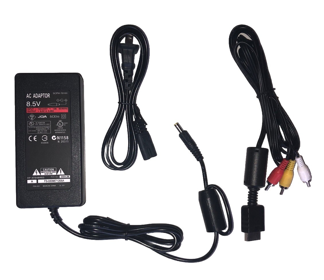 Power Supply & AV Cable For Sony Playstation 2 Slim PS2 Slim Adapter/ TV Cable