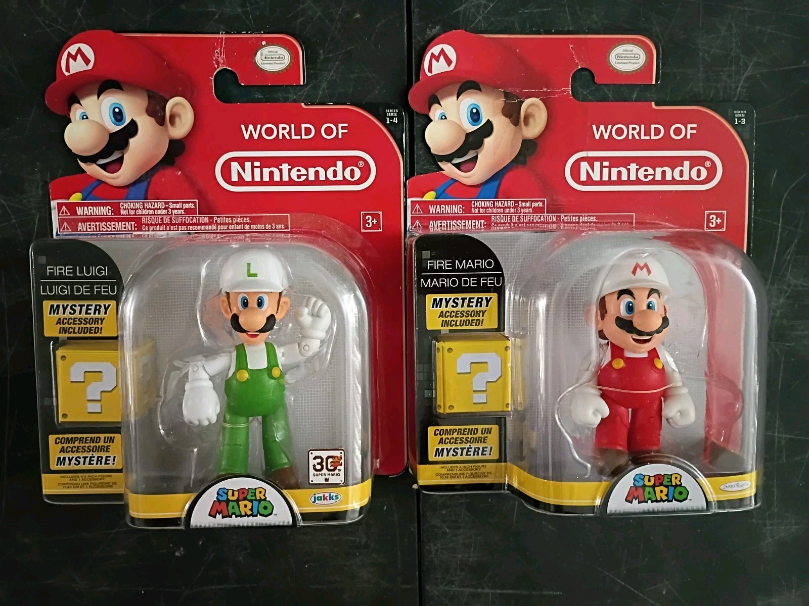 *FREE SHIP* 4″ FIRE LUIGI + SUPER MARIO Red World of Nintendo Jakks Pacific