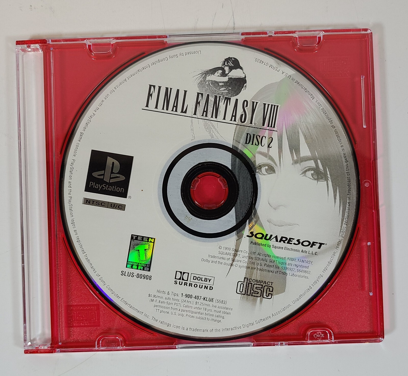 Final Fantasy VIII 8 Sony Playstation 1 PS1 Video Game DISC ONLY DISCS 1 2 3 4