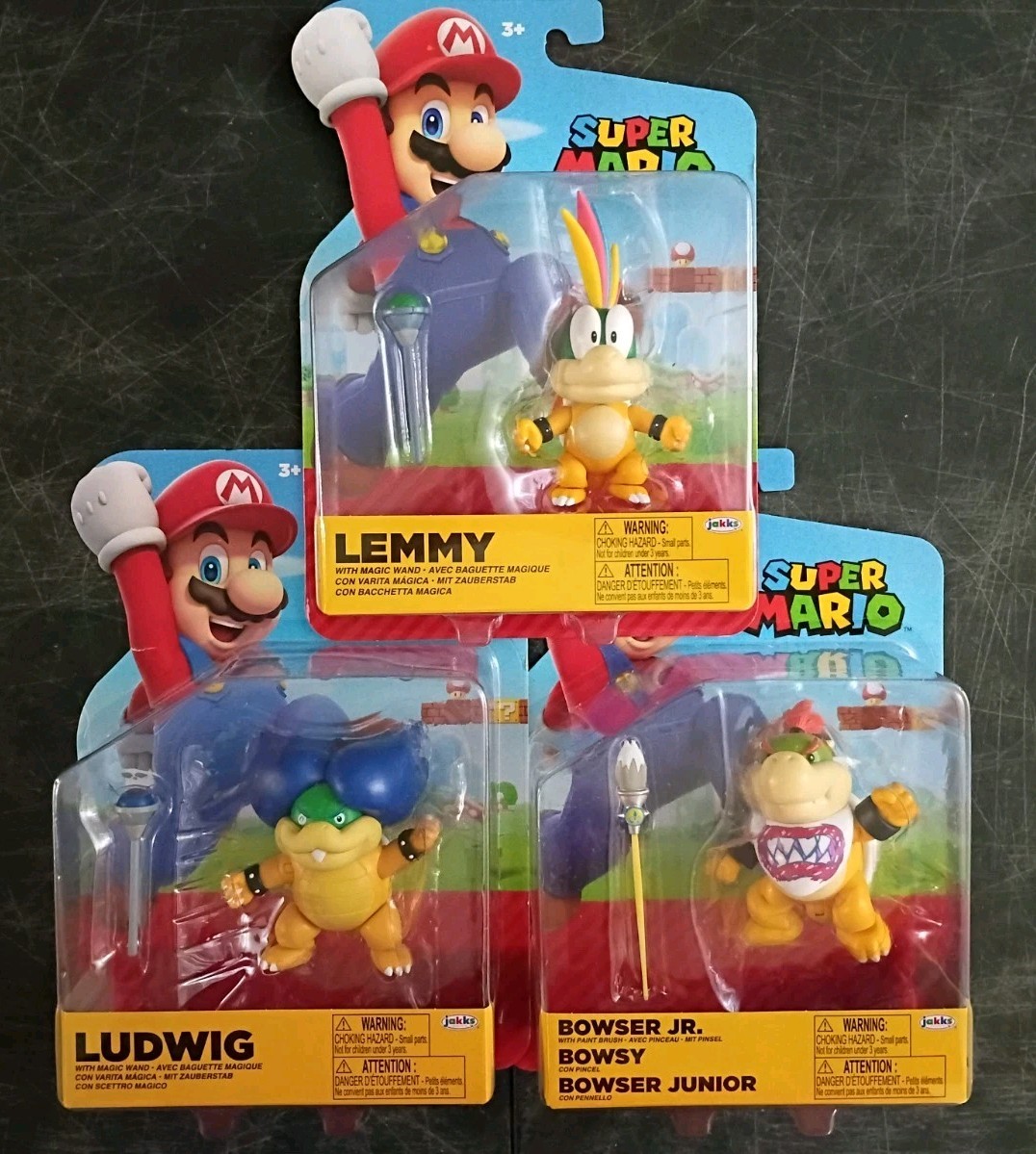 *FREE SHIP* 4″ LUDWIG + LEMMY + BOWSER JR Super Mario World of Nintendo Jakks