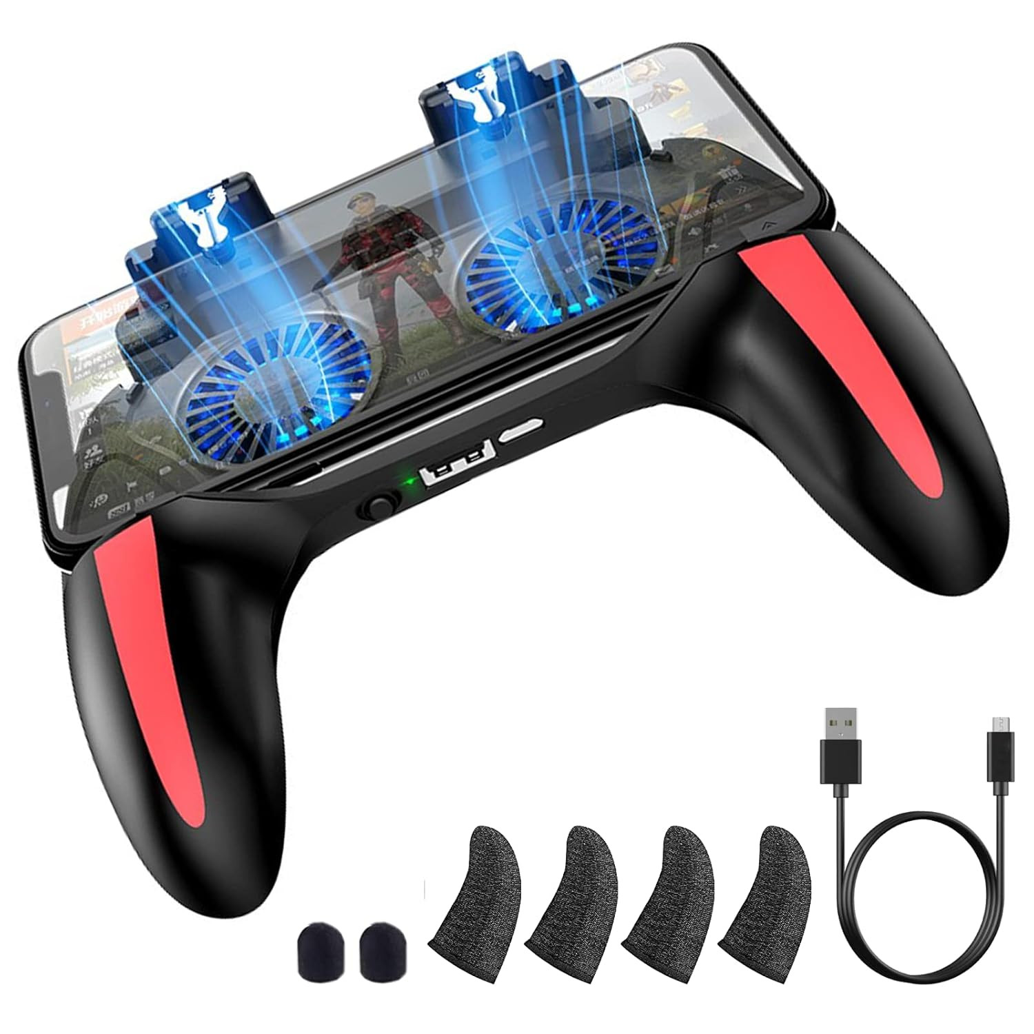 Mobile Game Controller with 4000Mah Power Bank & Cooling Fan, L1R1 Triggers Joys