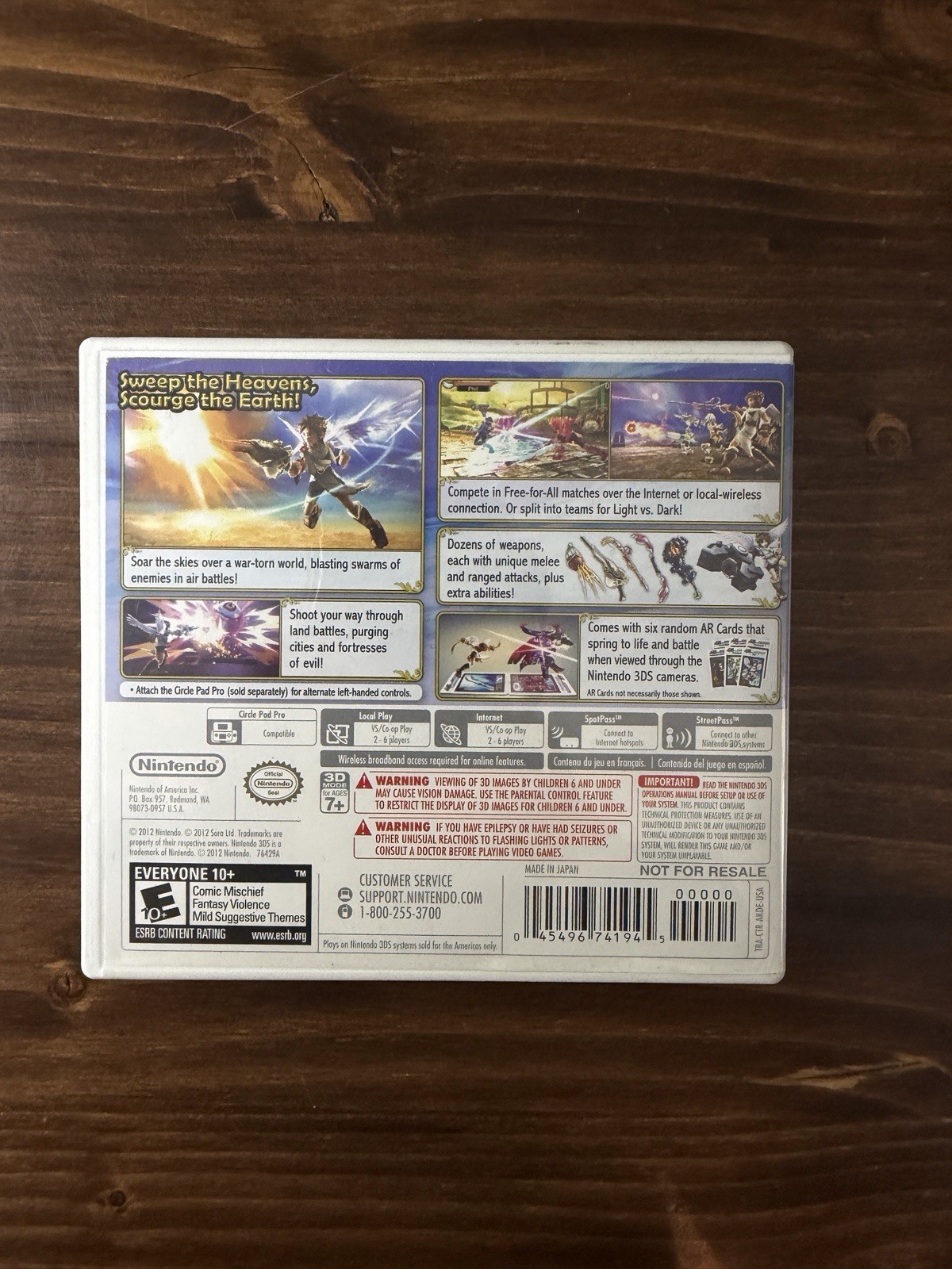 Kid Icarus Uprising (nintendo 3DS, 2012) Rated E 10+ By Nintendo Tested