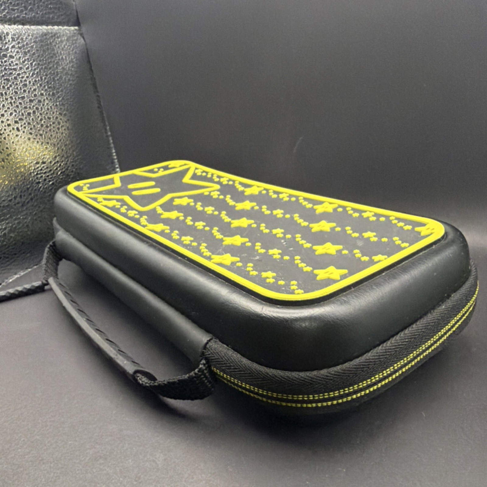 Nintendo Switch Black Yellow Star Design Padded Hard Shell Carrying Case 2023