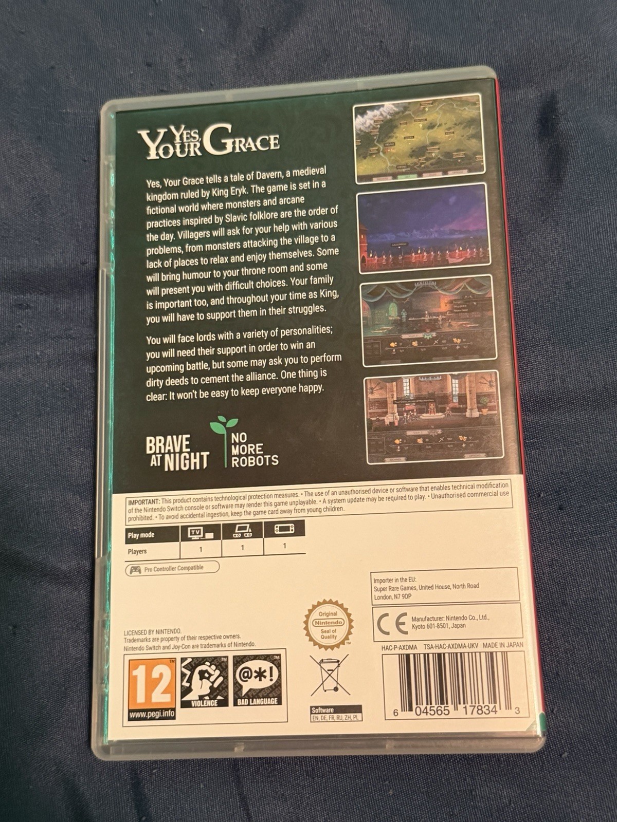 Yes, Your Grace for Nintendo Switch Super Rare Game with Cards and Sticker
