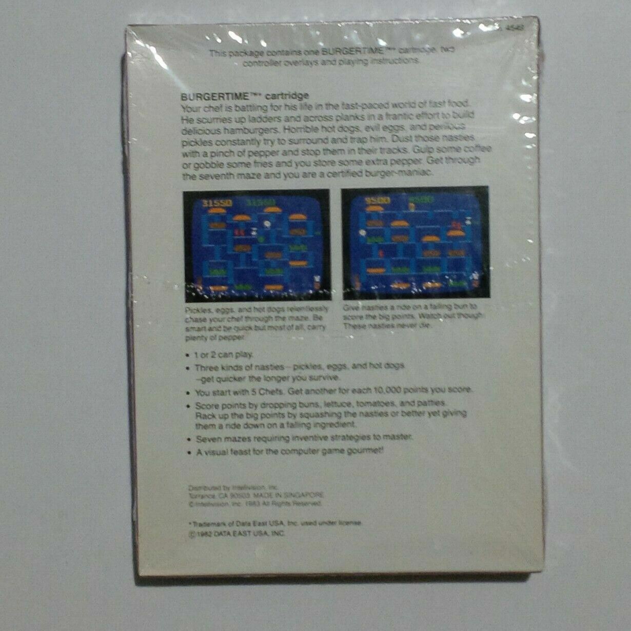 Intellivision BurguerTime New Old Stock Sealed Data East Usa 1983 Singapore
