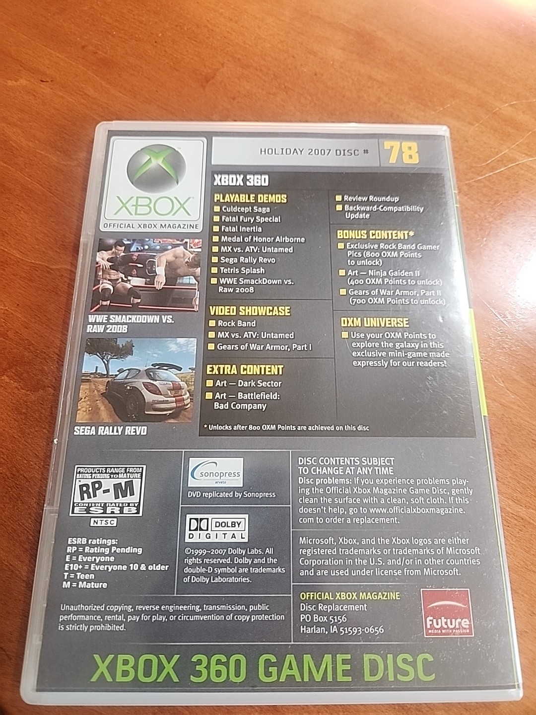 OFFICIAL XBOX MAGAZINE DEMO DISC #78 MICROSOFT XBOX 360 WWE SMACKDOWN