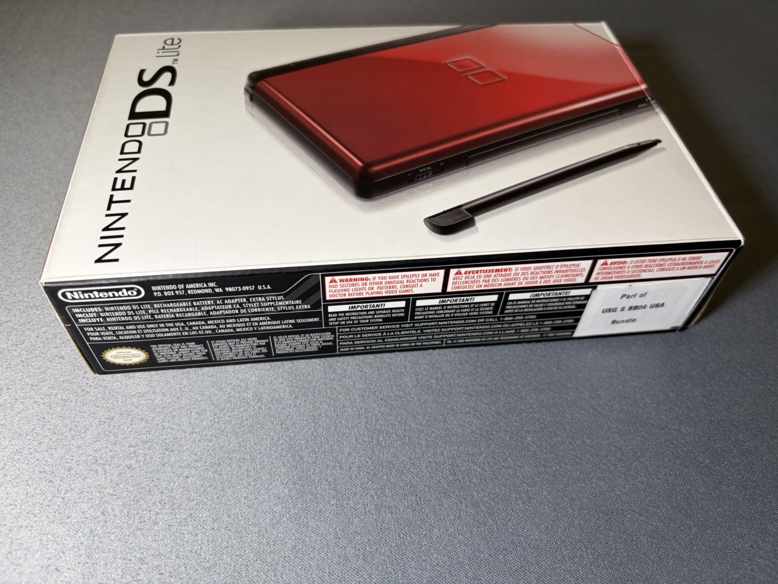 Nintendo DS Lite Crimson Red Black Handheld Console Complete Great Condition