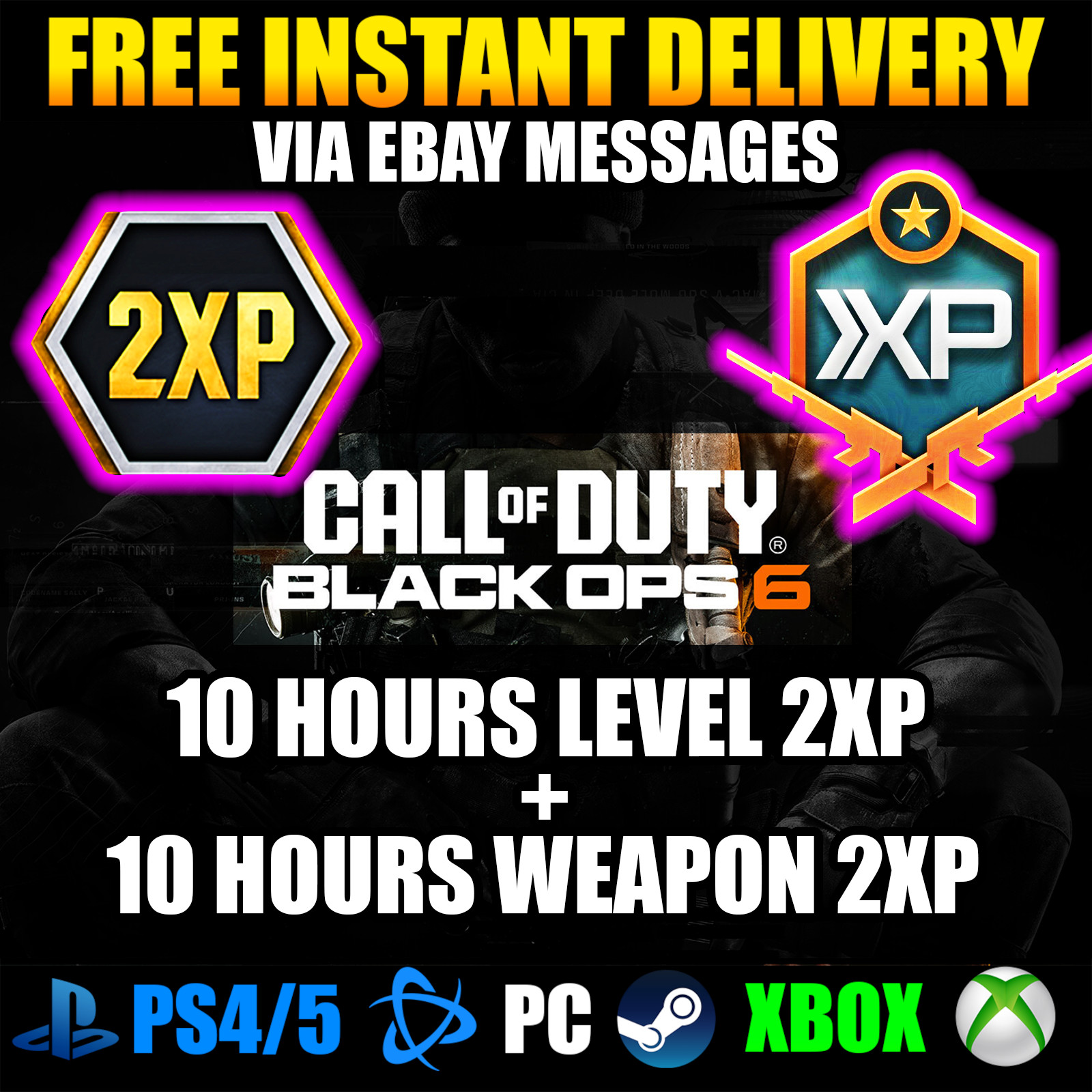 [10 Hours] Black Ops 7 ✅ BO7 Double LEVEL + WEAPON XP COD BO6 GLOBAL CODE 2XP