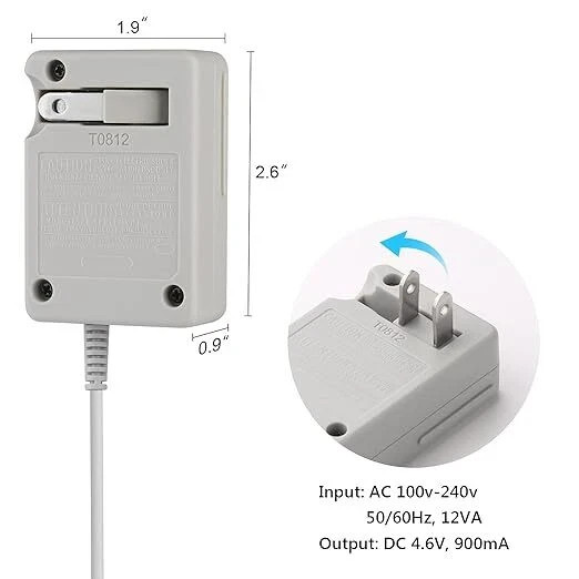 Nintendo WAP-002 Wall Charger for Nintendo DS/3DS/2DS XL – Gray