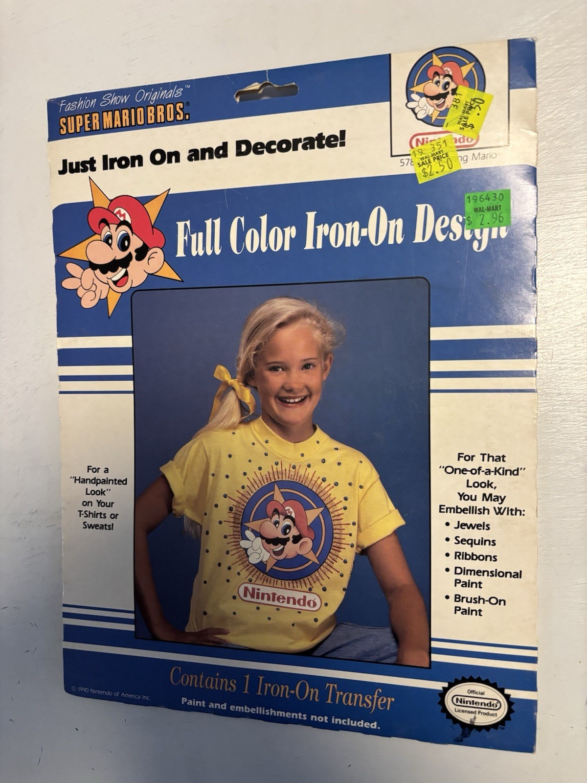 Rare Nintendo Super Mario Bros 1990 NEW Iron On Design #57825 Full Color