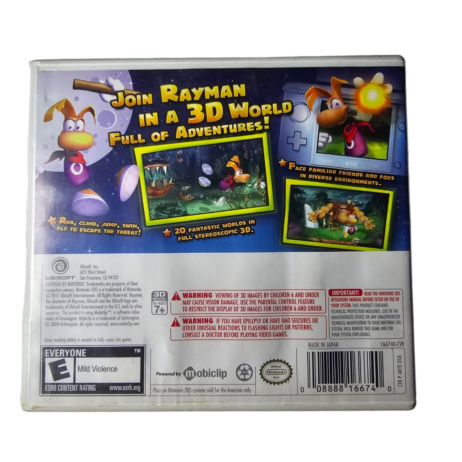 Rayman 3D Nintendo 3DS 2011 Platformer Tested Game – NO MANUAL