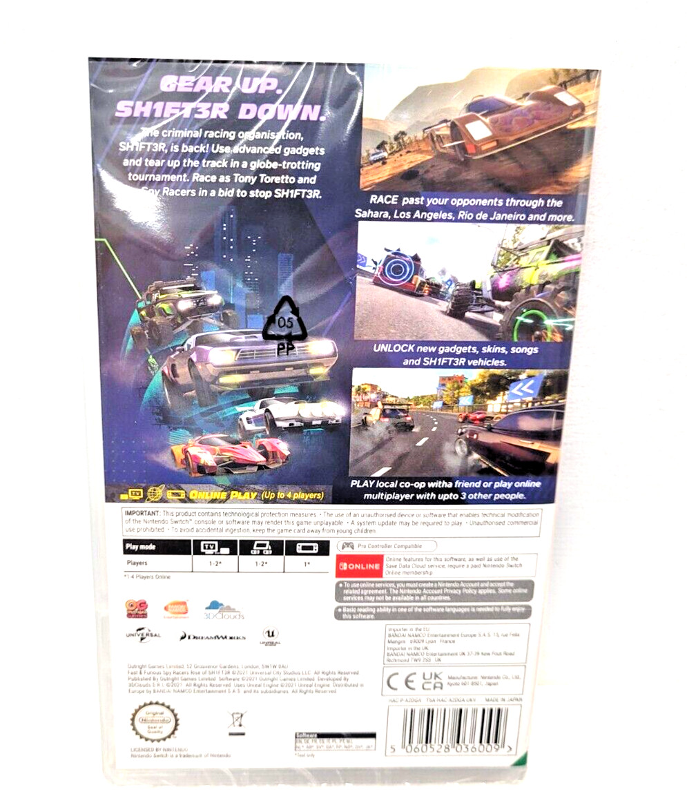 Fast & Furious Spy Racers Rise of Sh1ft3r Shifter Nintendo Switch NEW SEALED