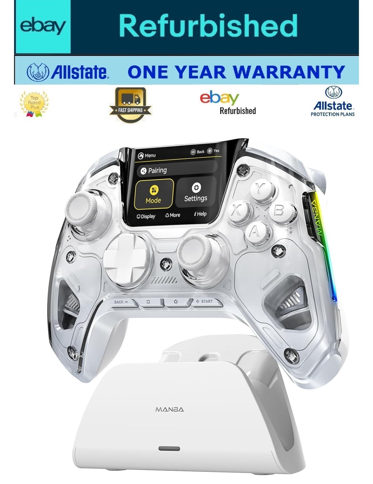 Manba One White Color Screen Wireless Gaming Controller 🟦eBay Refurbished [EX]