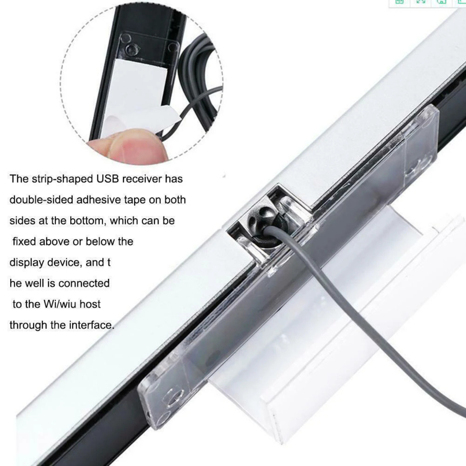 Wired Remote Motion Sensor Bar IR Infrared Ray Inductor for Nintendo Wii / Wii U