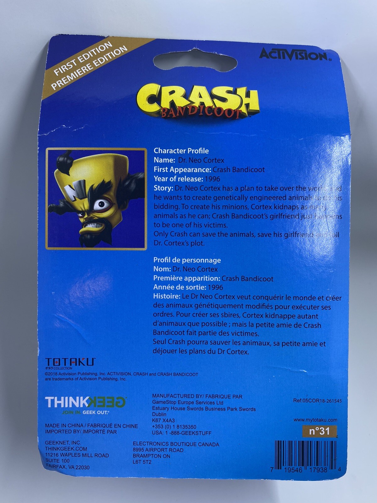Dr NEO CORTEX Crash Bandicoot No 31 Totaku Collectible Figure