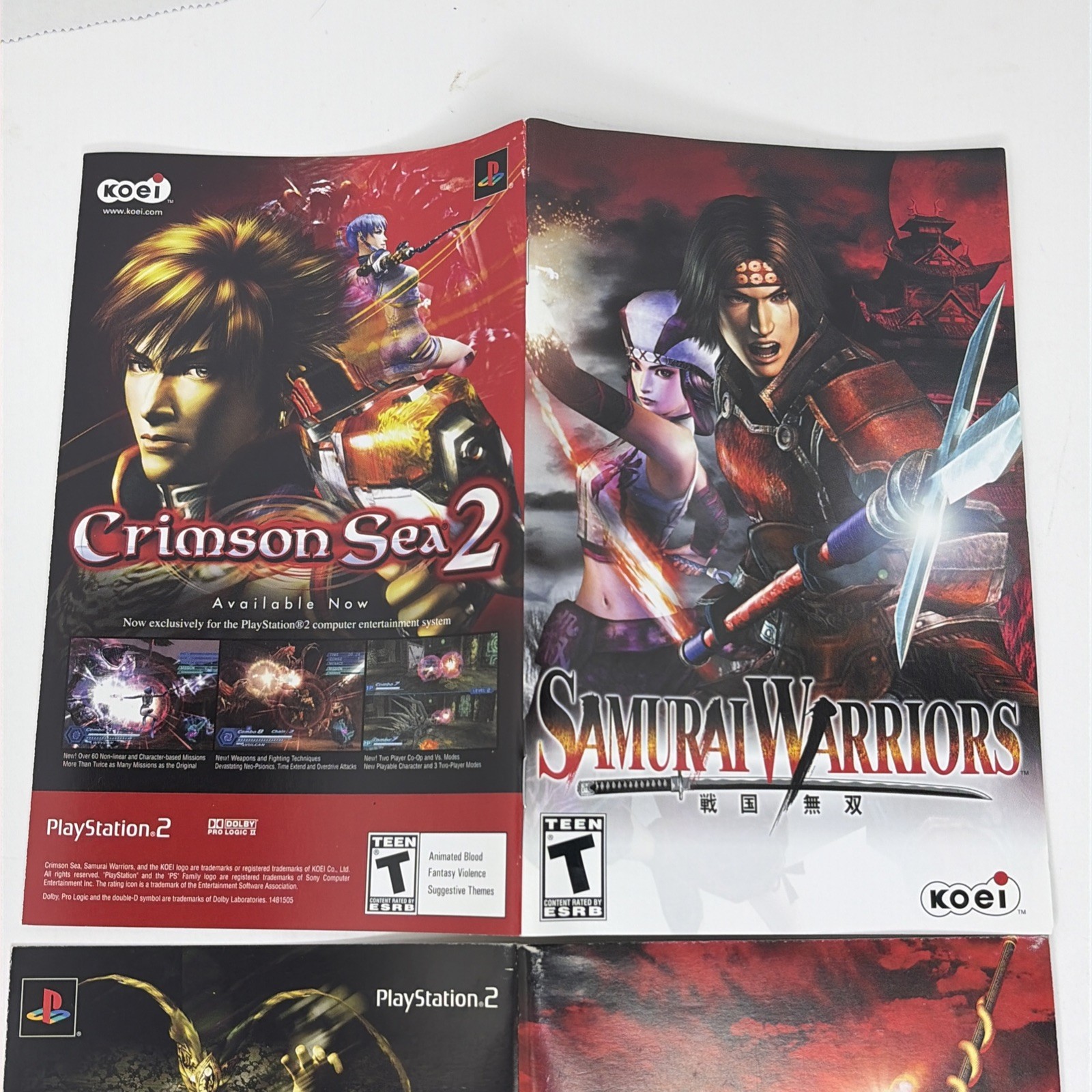 Dynasty Warriors 4 + Samurai Warriors PS2 Lot PlayStation 2 Complete CIB TESTED