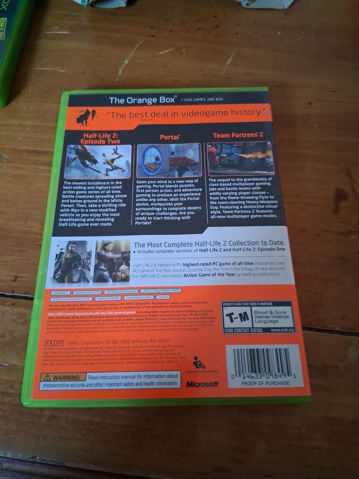 Microsoft Xbox 360 The Orange Box DVD Keep Case Box Only (No Disc)