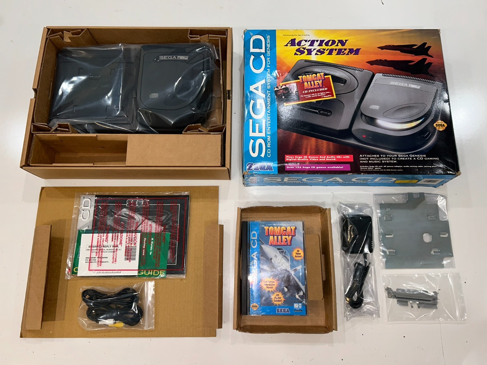 Sega CD Action System CIB 100% Complete in Box with Tomcat Alley Excellent #1