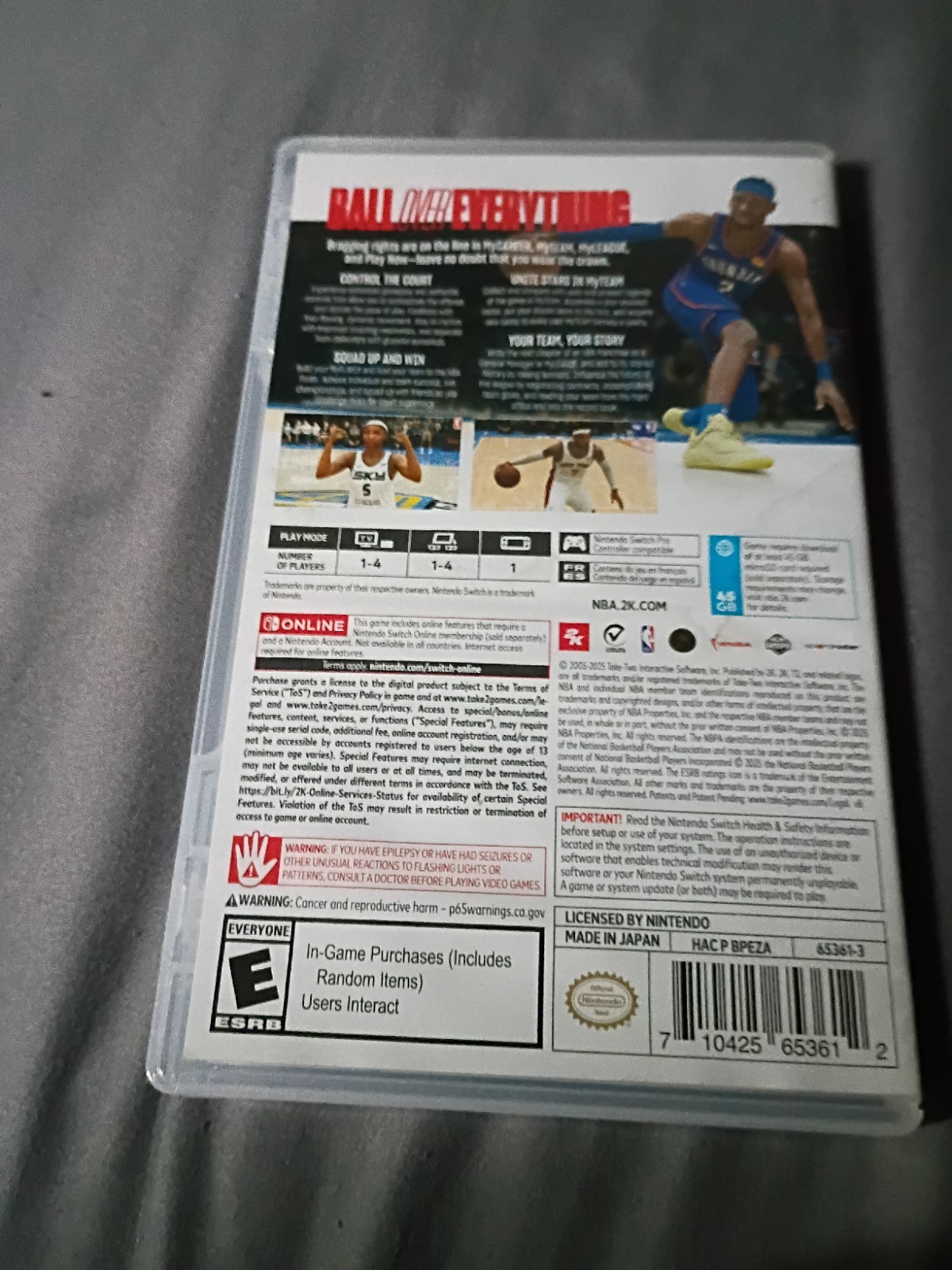 2K NBA 2K26 Replacement Game Case for Nintendo Switch DVD Keep Case(NO GAME)