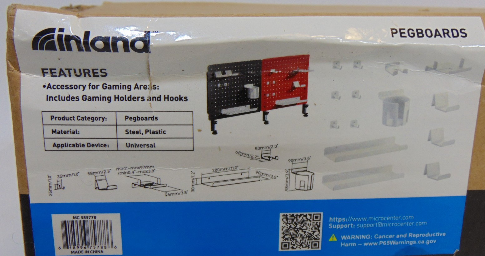 Gaming Gear 14 Piece Pegboard Accessories Set White Holders Hooks Inland Pegs