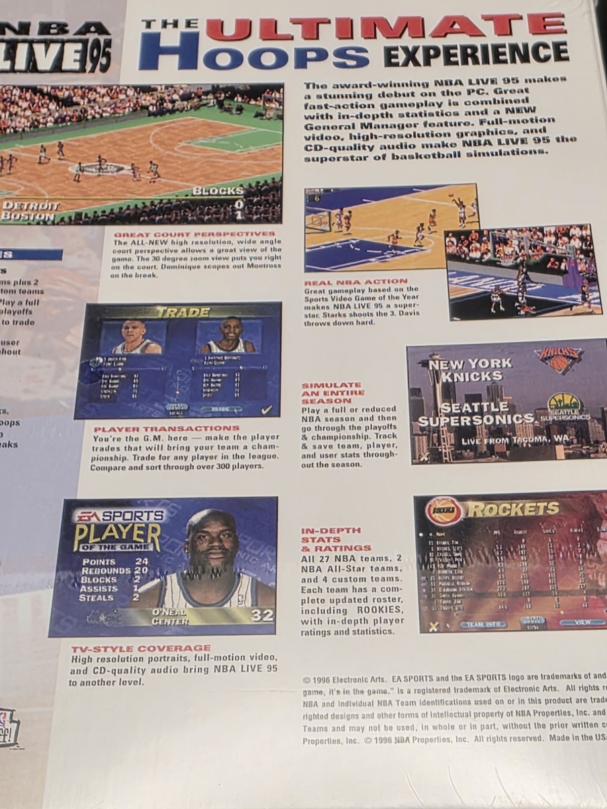 Rare Original Classic NBA LIVE 95 EA Sports Big Box PC CD – MS-DOS – Brand New!