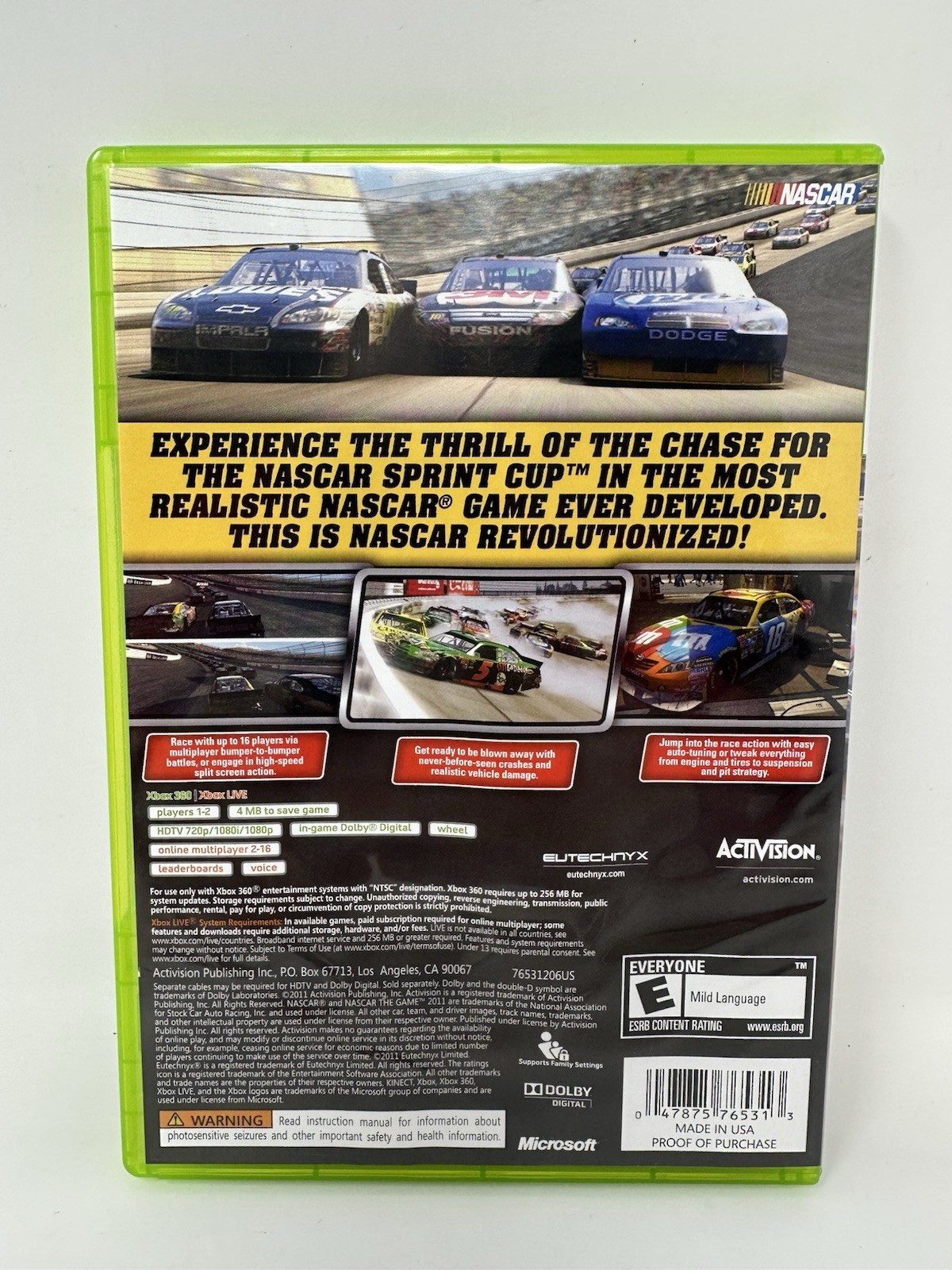 Nascar 2011: The Game – Microsoft Xbox 360 w/ Manual – MINT Disc!