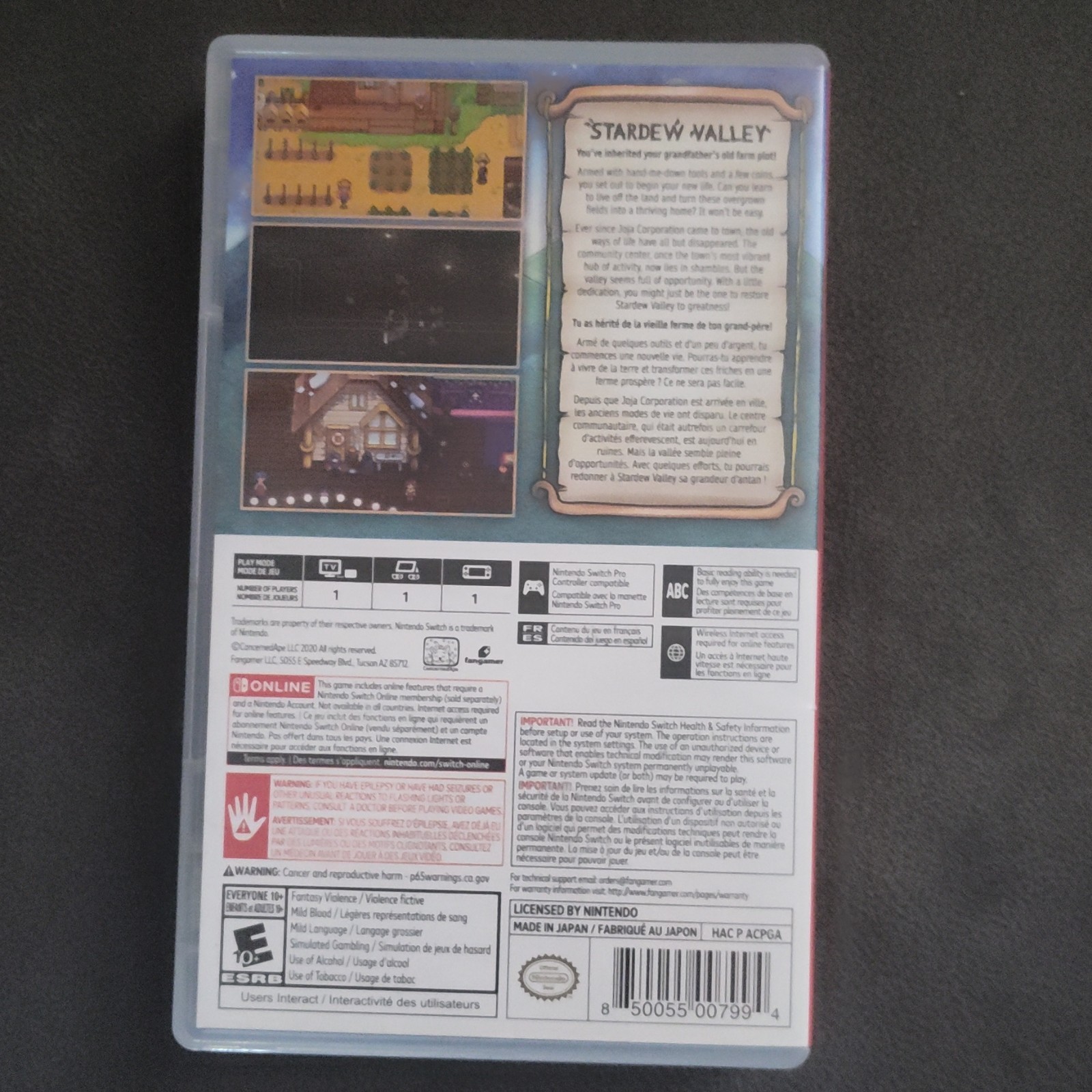 Fangamer Stardew Valley Nintendo Switch w/ Case & Manual E10+ NTSC-U/C