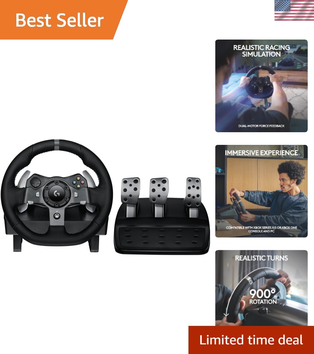 920 Driving Force Racing Wheel and Floor Pedals, Real Force Feedback, Stainle…