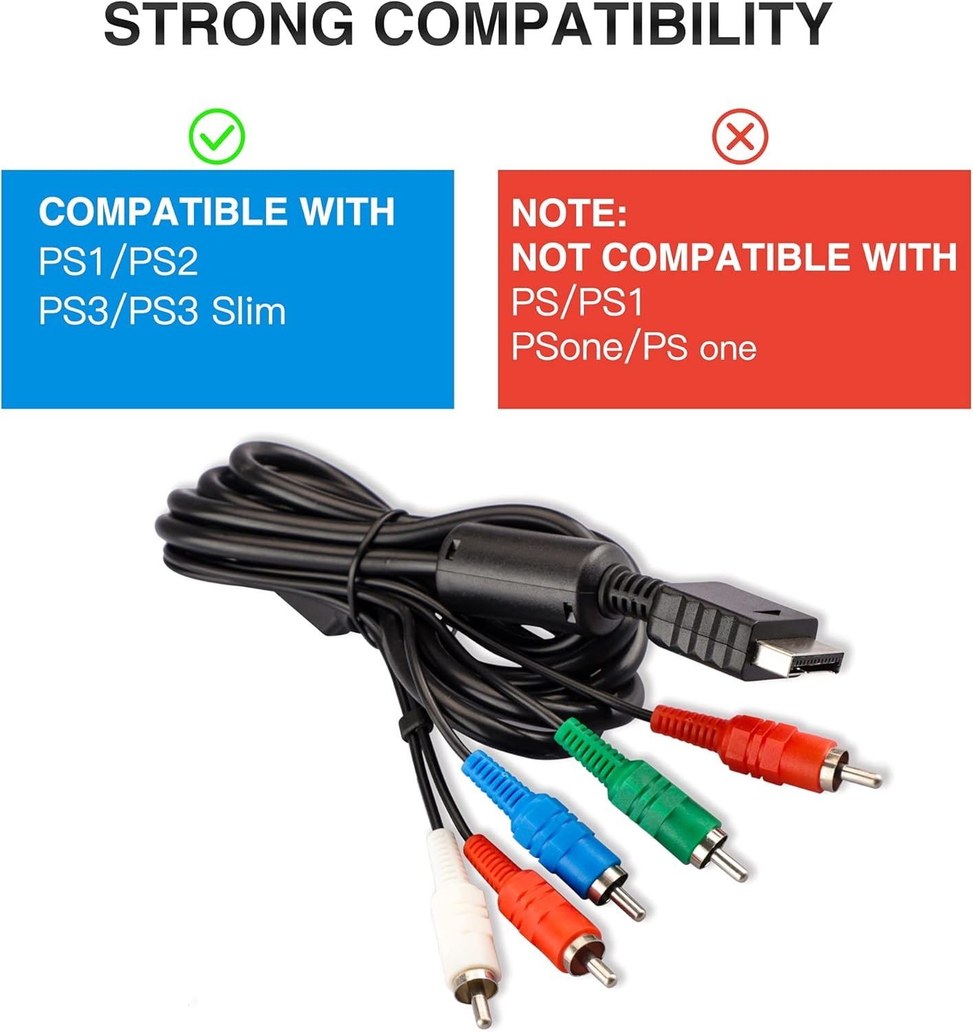 6FT HD Component RCA AV Video-Audio Cable Cord for SONY Playstation 2 3 PS2 PS3