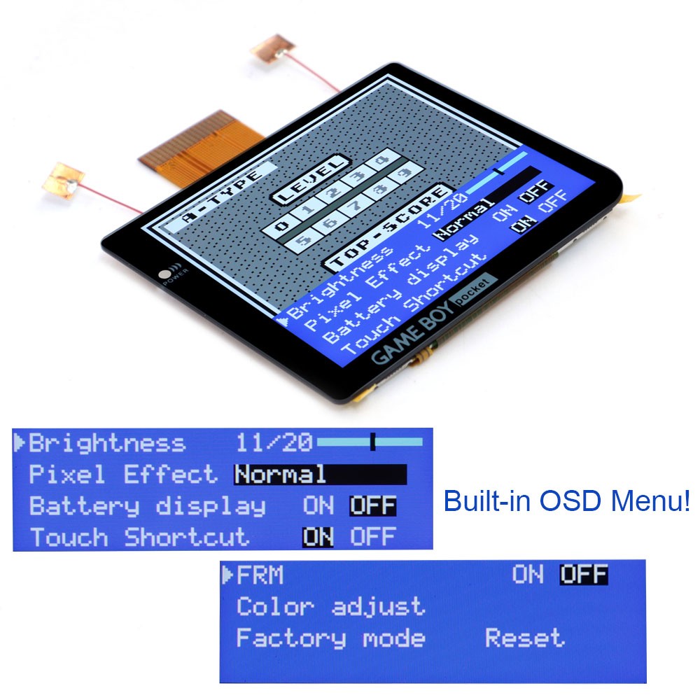 For Gameboy Pocket GBP 2.8″ Laminated IPS LCD Screen Backlight Backlit OSD KIT