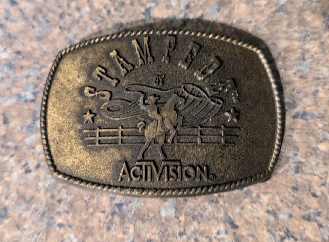Atari Video Game Vintage 80’s Activision- Stampede Belt Buckle