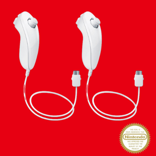 2x Official Wii Nunchuck White Remote Nintendo Motion 👾 Wii U OEM Controller