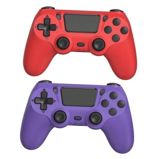 Wuthur 2 Pack Wireless Controller Compatible with PS4/Pro/Slim() Purple & Red