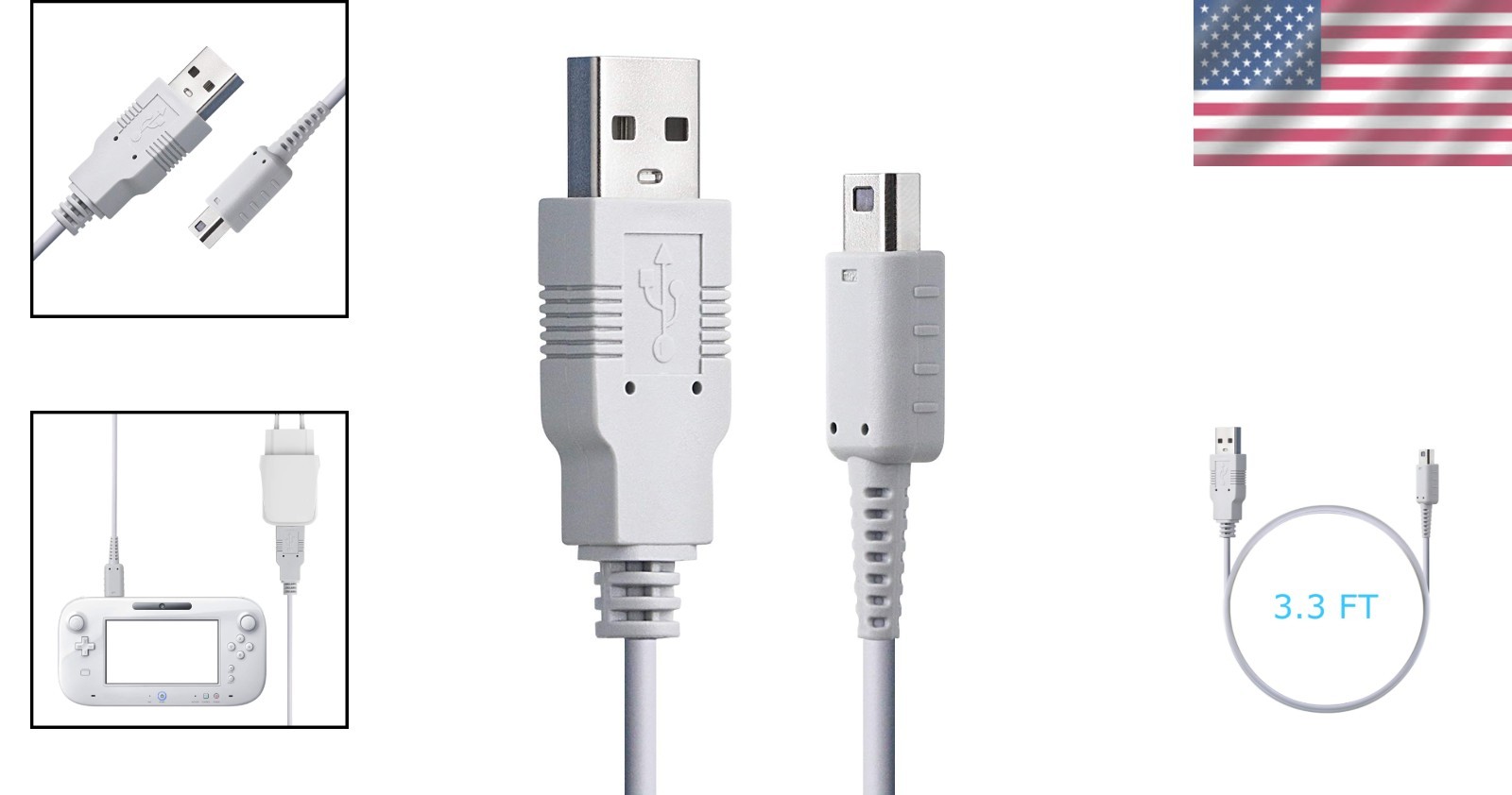 39-Inch USB Type A Charging Cable for Wii U Controllers – Perfect Fit & Durable