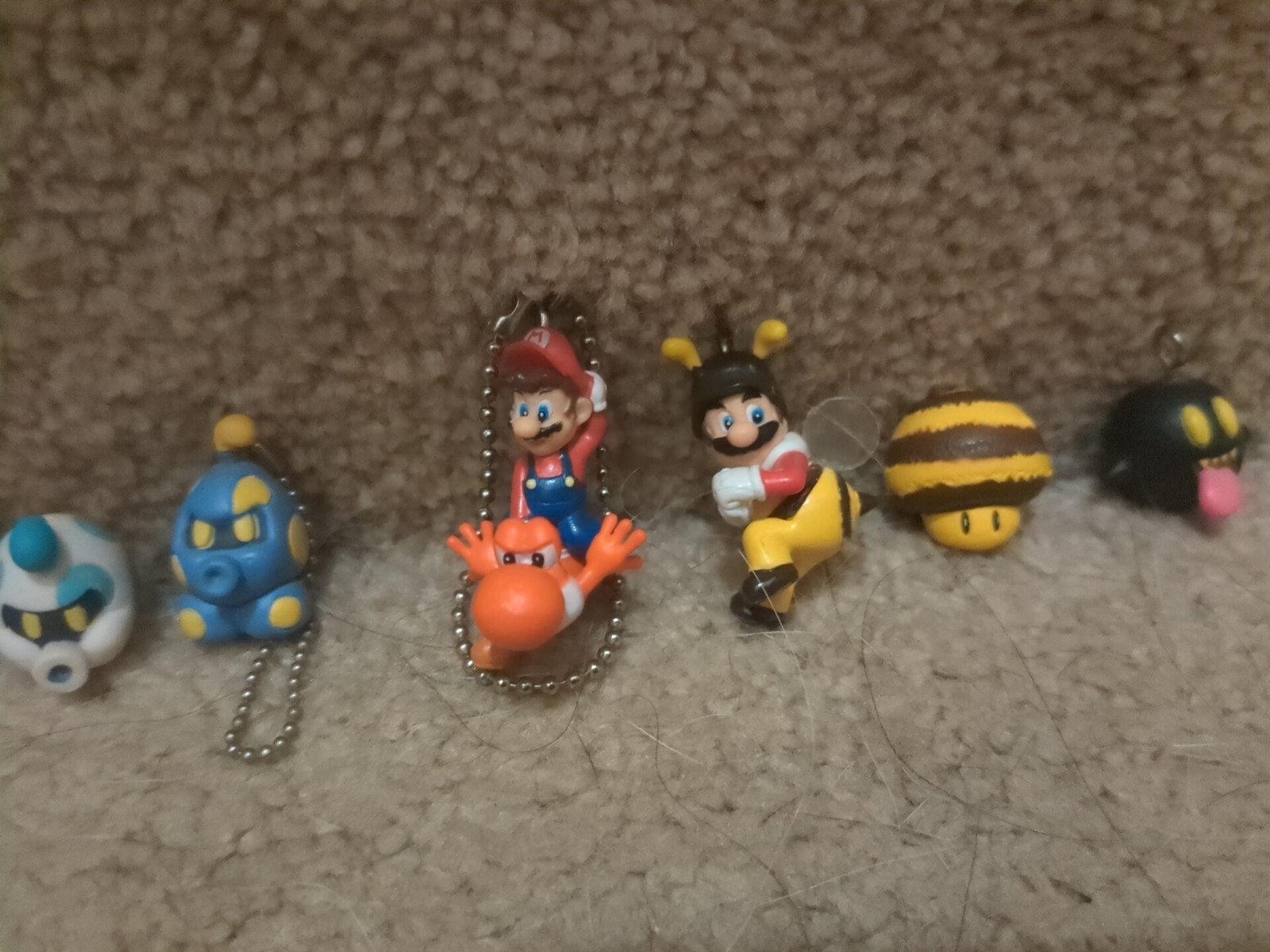 Super Mario Galaxy Keychain Set 2009 Bomb Boo Bee Life Mushroom Luma Figure Toy