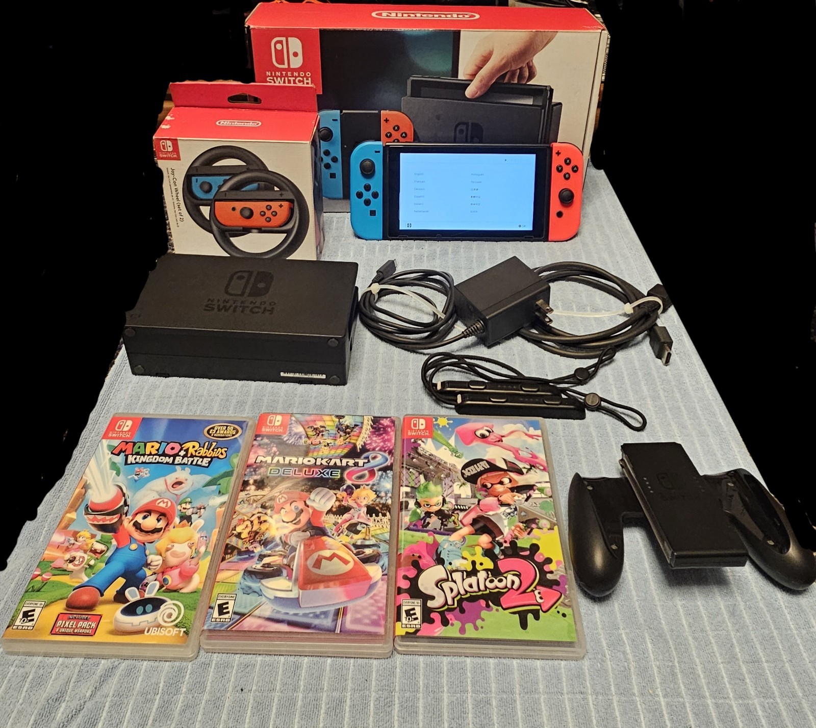 Nintendo Switch Dock Charger Mario Kart 8 Deluxe OEM Bundle Box Case HDMI
