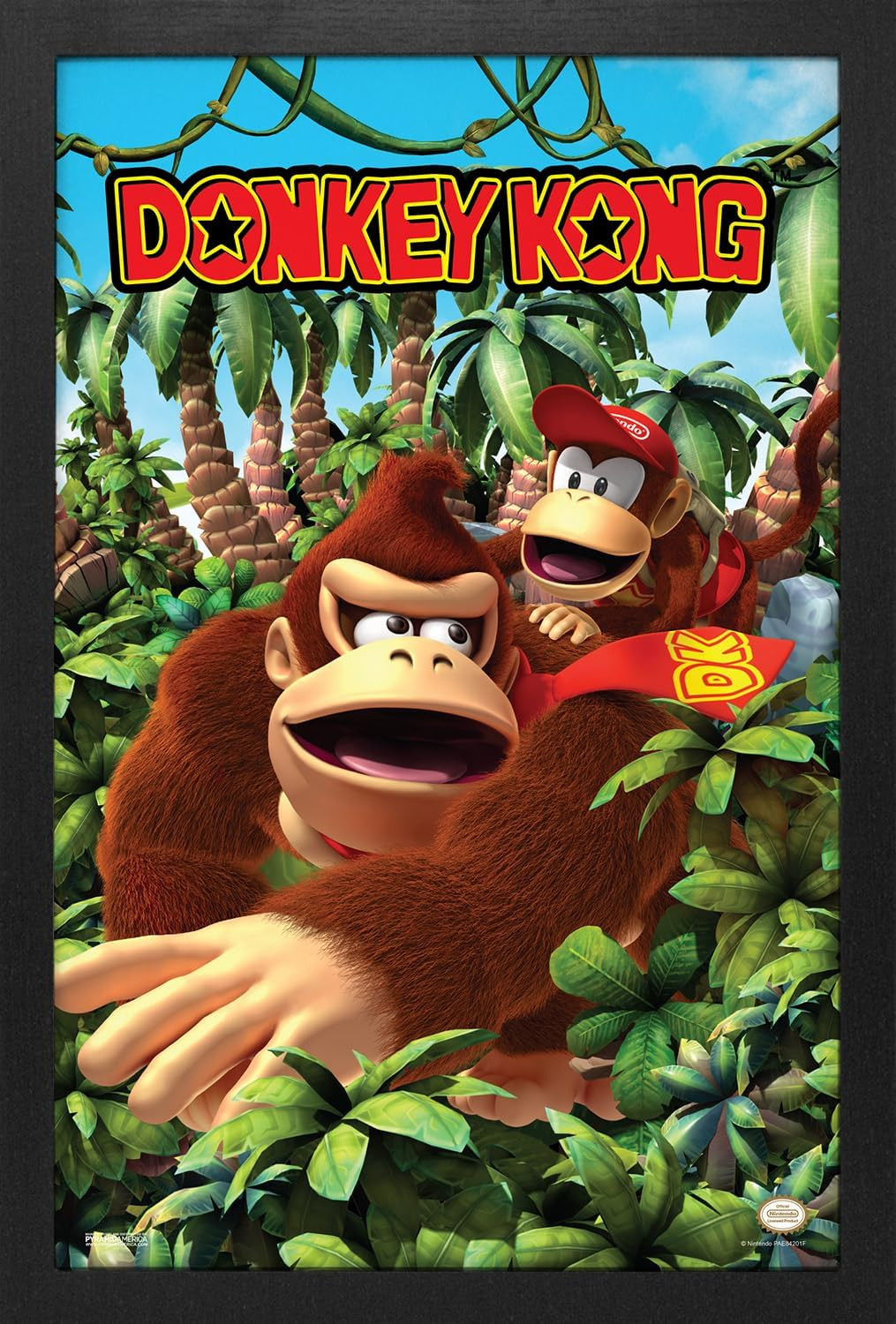 – Donkey Kong – DK & Diddy 3D Jungle – 11 X 17 Framed Poster Wall Art Print