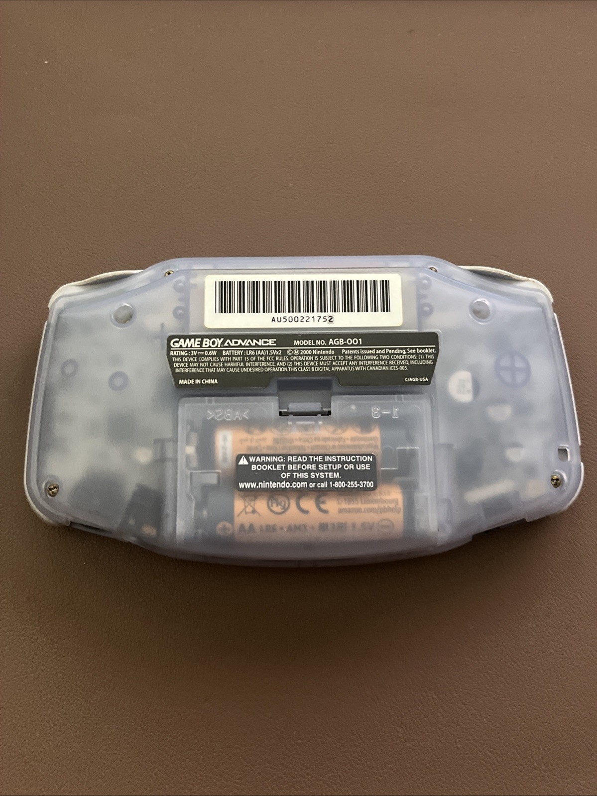 Nintendo Gameboy Advance Glacier AGB-001 *Tested*