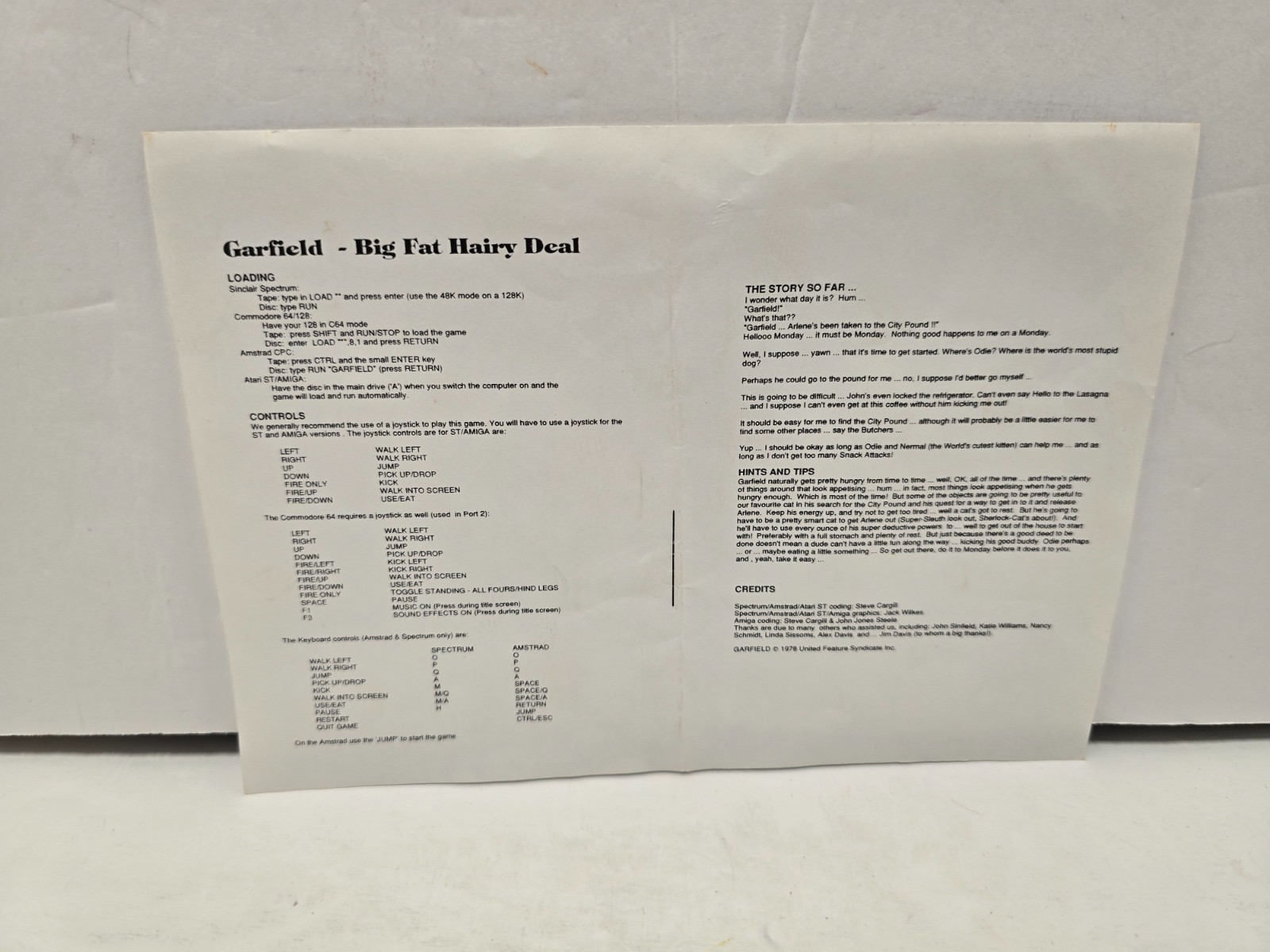 Garfield Big Fat Hairy Deal w/ Manual 3.5″ Commodore Amiga