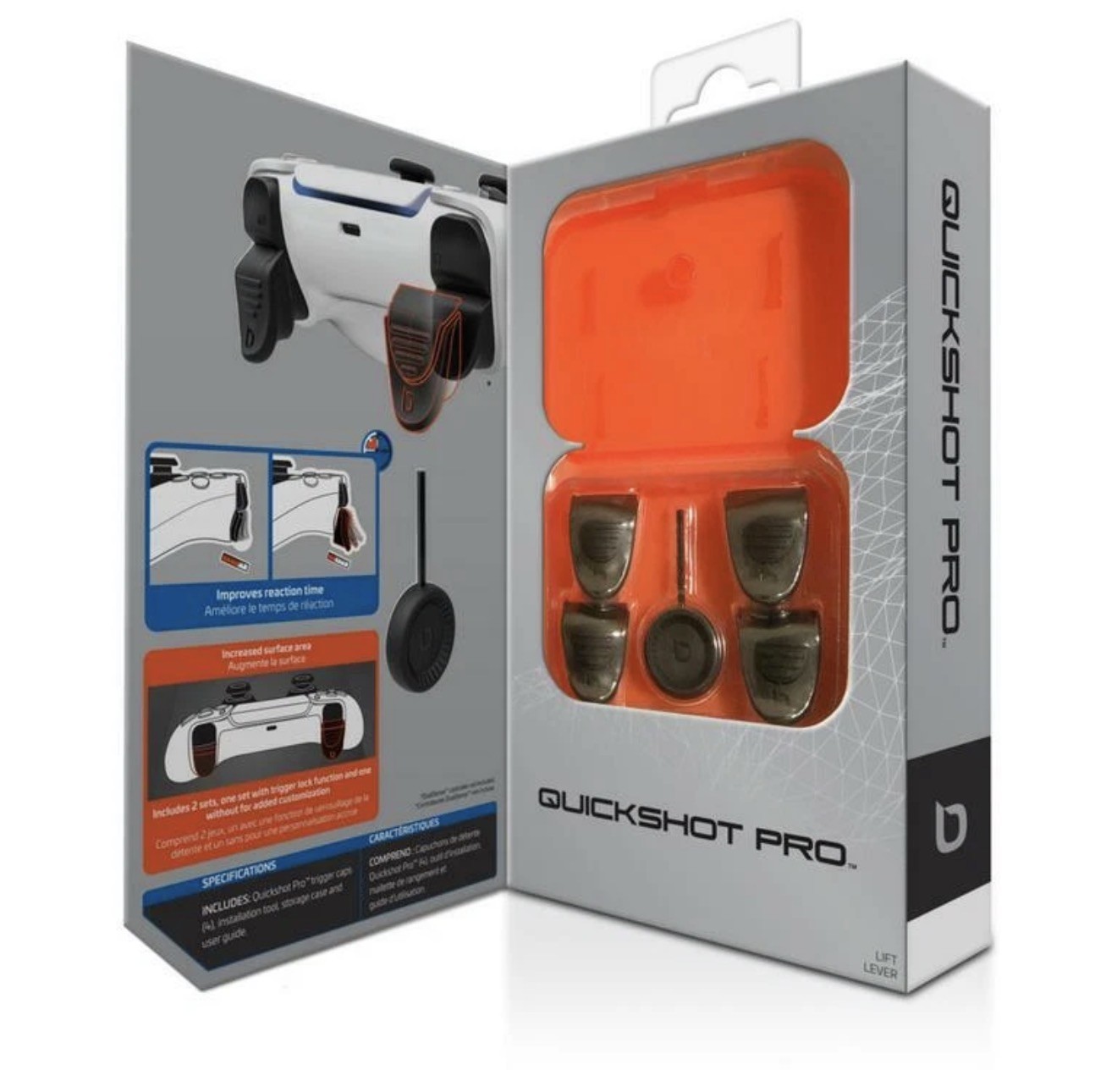 Bionik PS5 Quickshot Pro Trigger Caps with Storage Case (BNK-9059), *NEW*