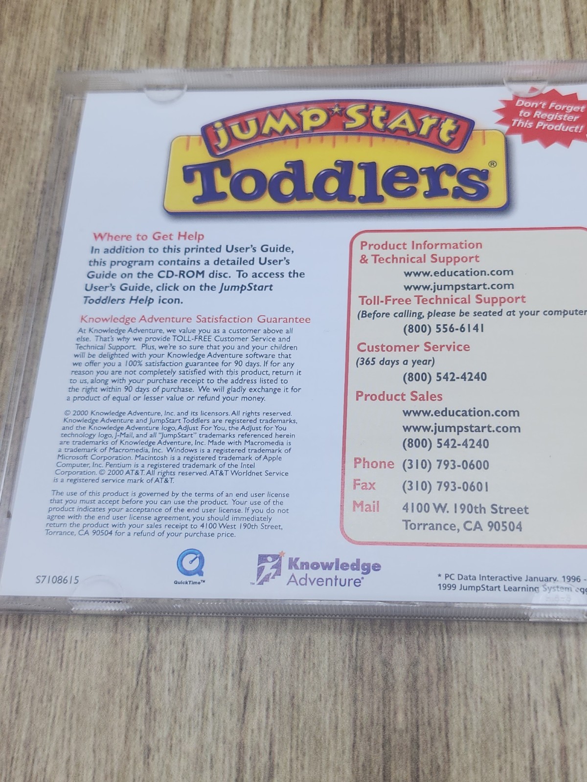 Jump Start Toddlers User’s Guide 18 Months – 3 Years CD-ROM 2 disc