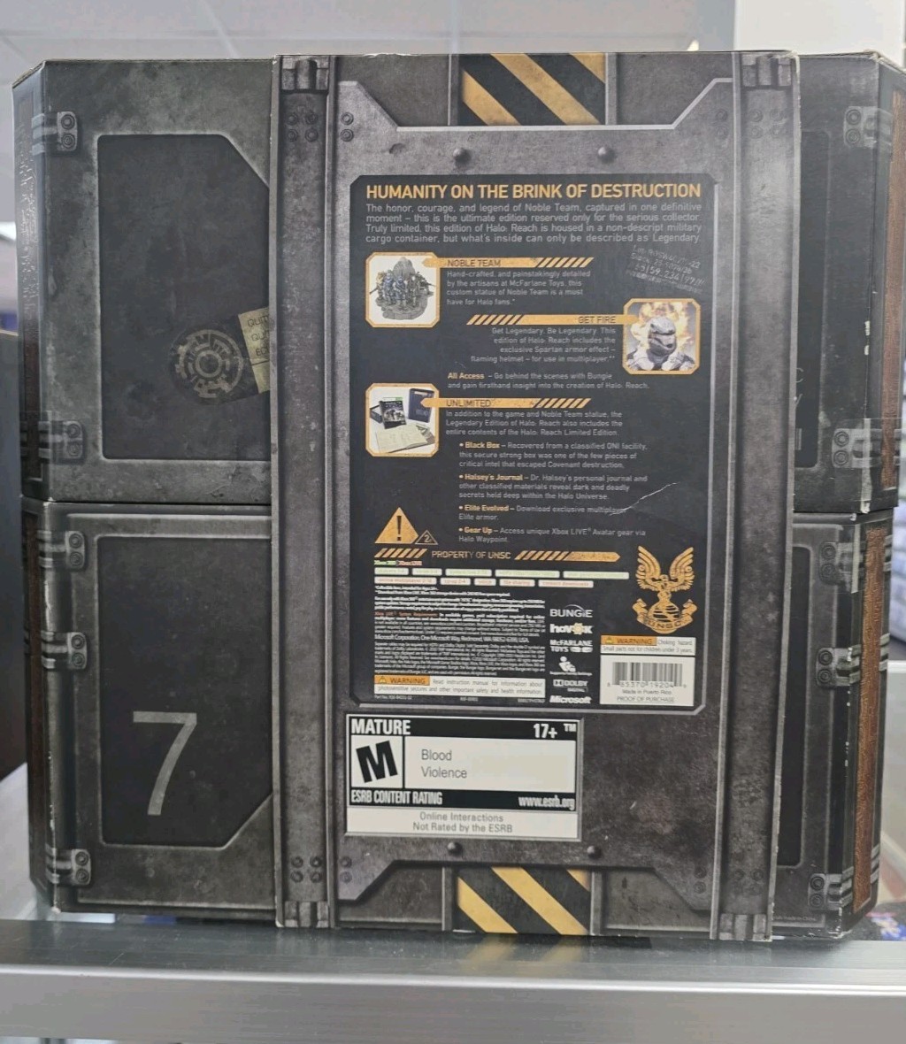 Halo Reach Legendary Edition Xbox 360 Statue Box Game package Journal