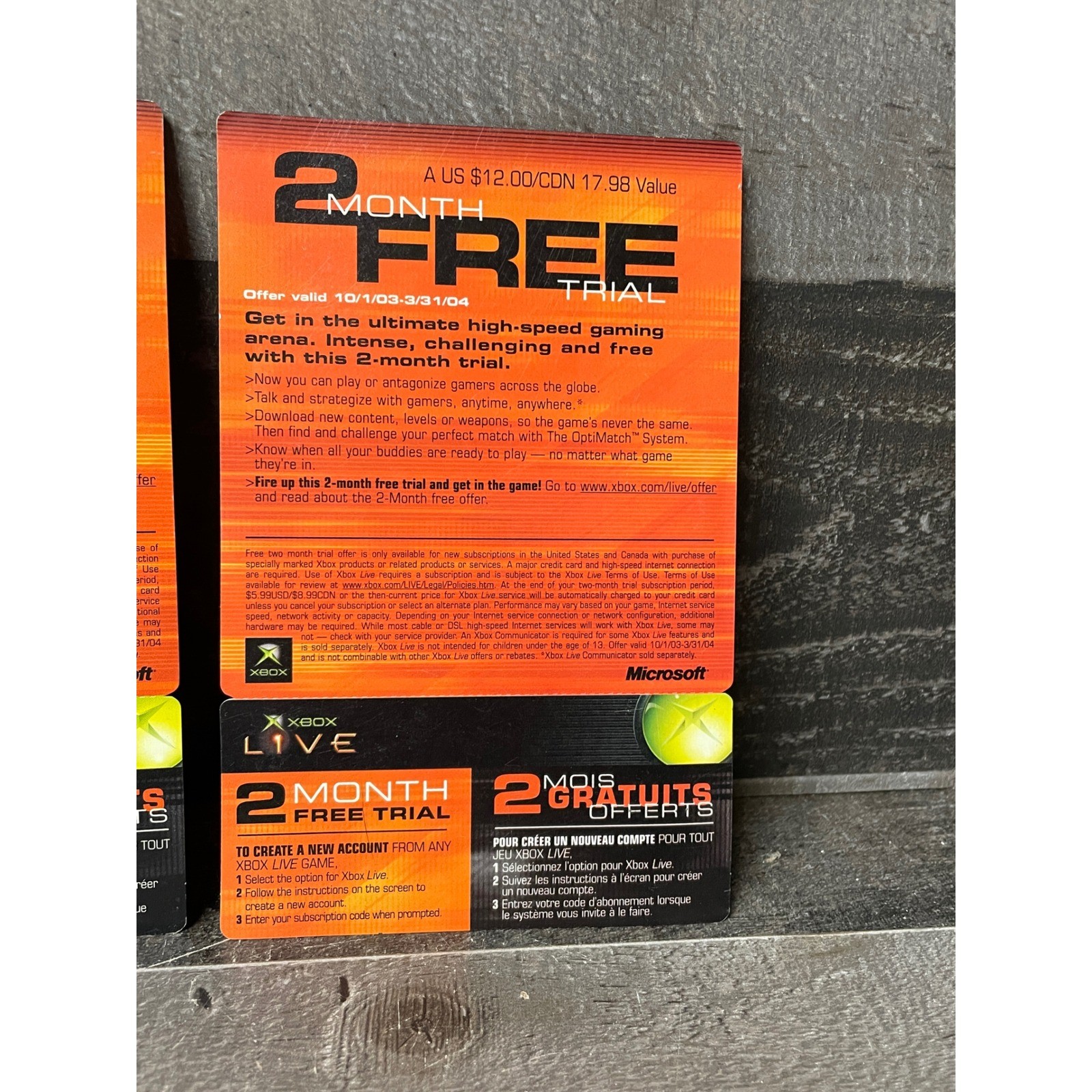 Xbox Live 2 Month Free Trial Subscription Cards Microsoft EXPIRED/UNSCRATCHED