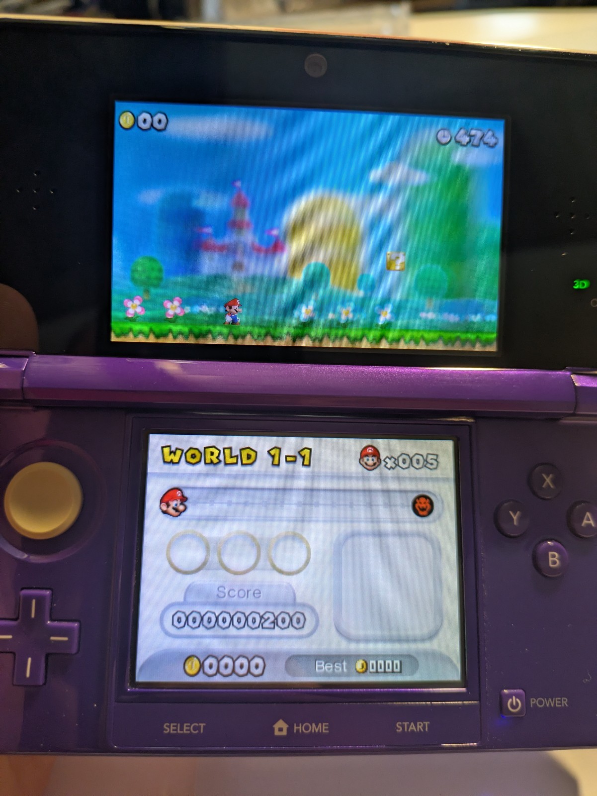 Nintendo 3DS Midnight Purple System in Box No Charger* Mario 2 Included*Used*